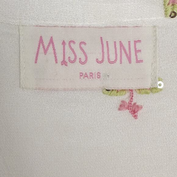 Miss June Paris Embroidered Cover Up Dress One Size Bell Sleeves Beach Boho - Picture 9 of 11